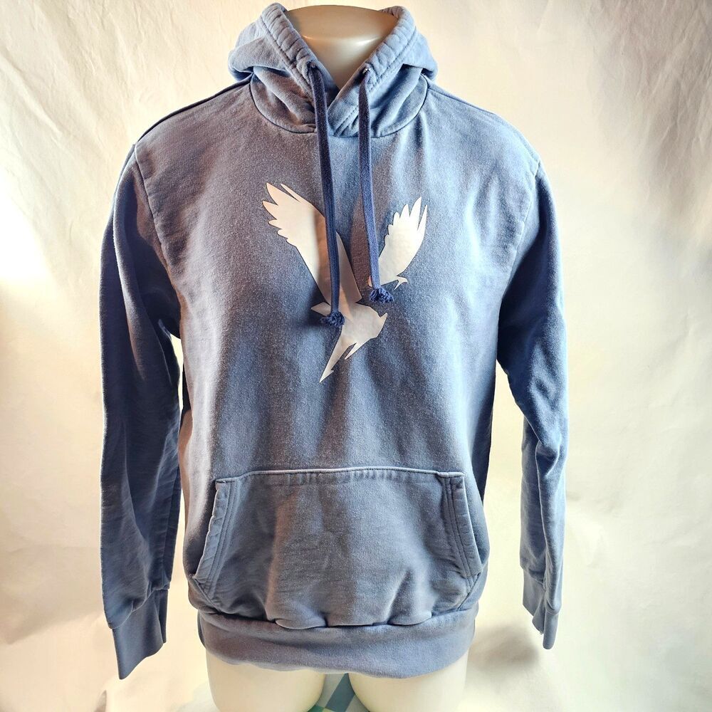 American Eagle Hoodie Mens Medium Blue Eagle Logo Pullover Graphic Sweatshirt